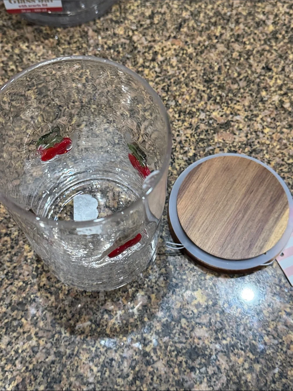 Cherry Glass Storage Jars with Wooden Lids - Set of 3